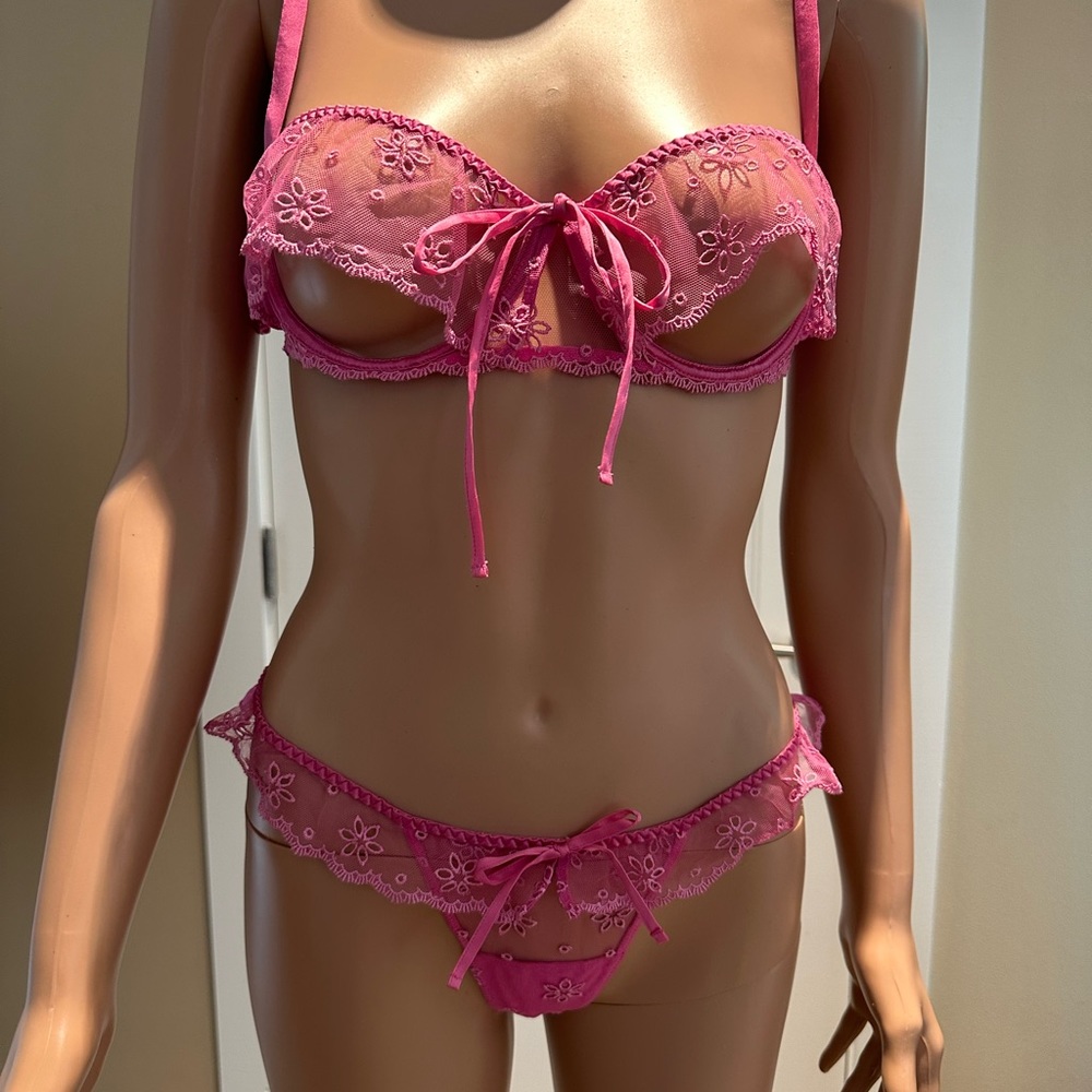 Andres Sarda Sol Pink Cut Out Bra 36B, Brief L